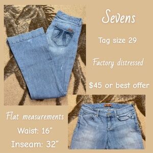 7 for all ManKind Women's Classic Blue trouser Leg Jeans